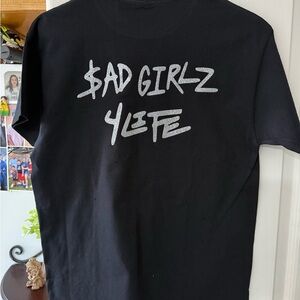 Black Graphic Tee with Silver sad girlz 4 life